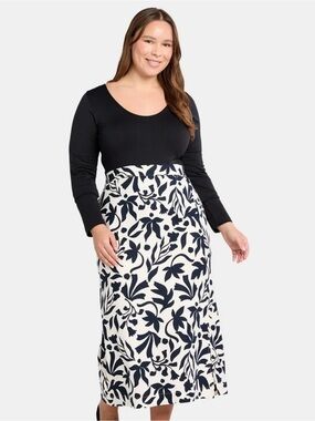 Black and White A-Line Skirt Time and Tru